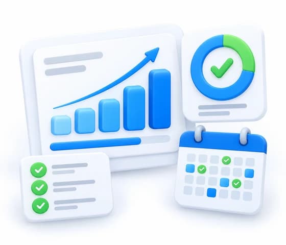 Progress dashboard with readiness chart and study streak