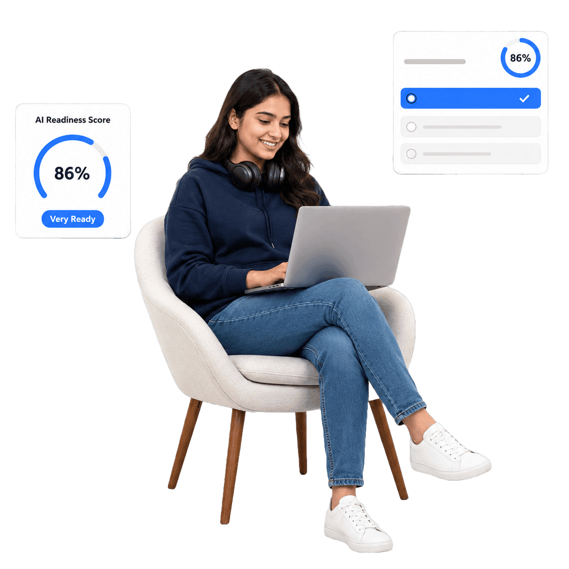 Professional studying with CertlyAI — AI-powered quiz, readiness score and exam insights