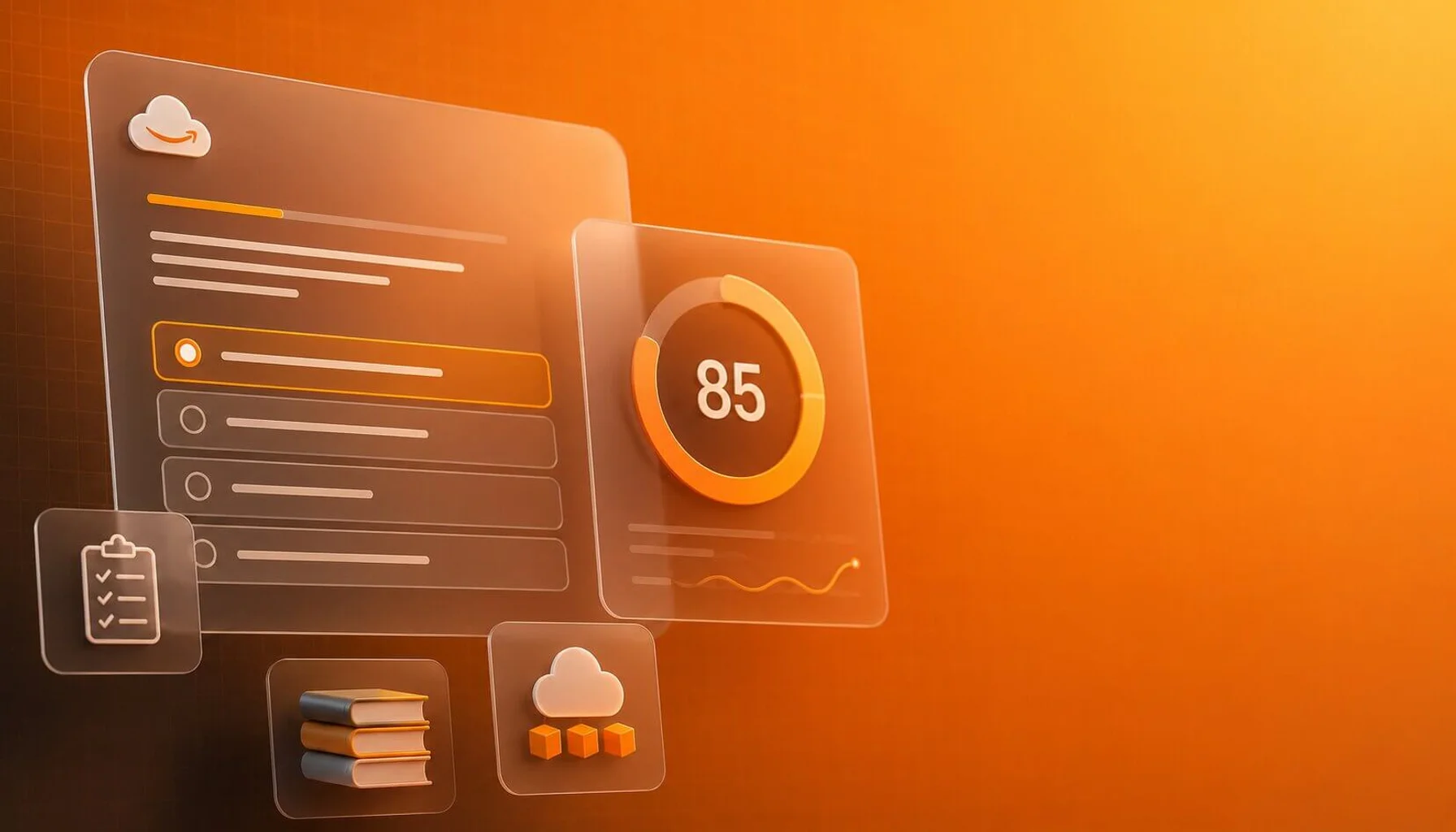 AWS certification practice test dashboard with readiness score on CertlyAI