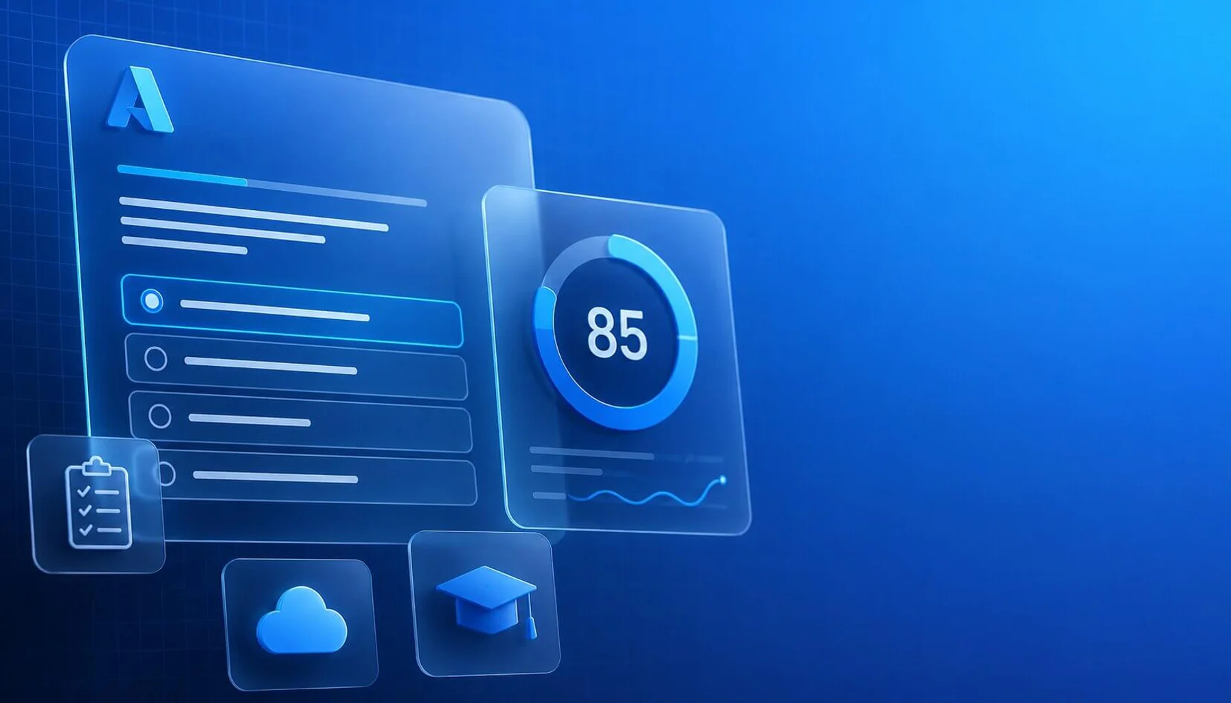 Microsoft Azure certification practice test dashboard with readiness score on CertlyAI